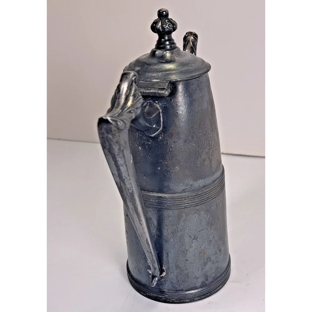 Antique Sheffield Plate Silver Coffee Pot 641 Ribbed Victorian Patina England